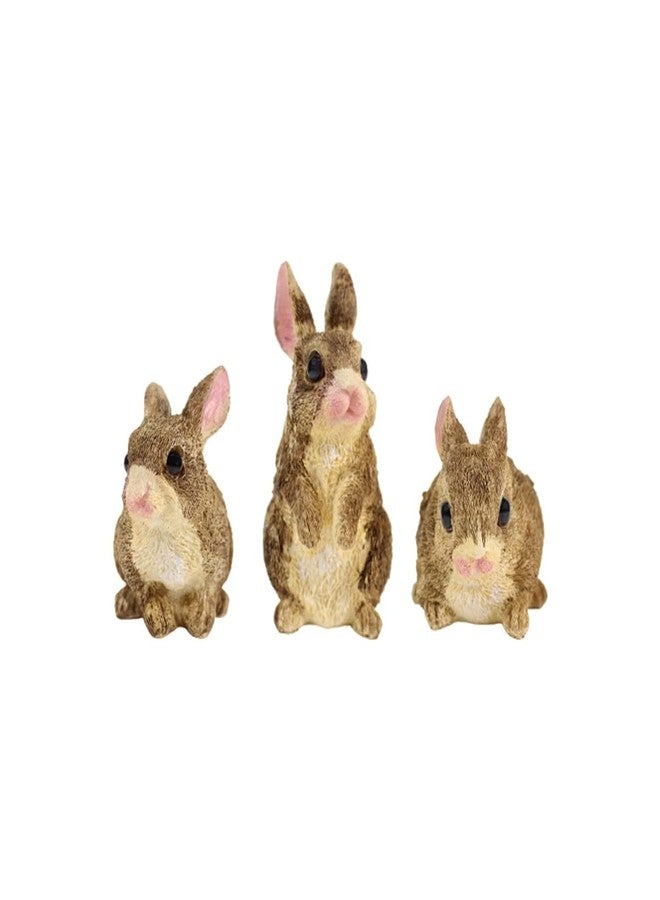 The Decorshed Cute Rabbit Set of 3 for Room Decor, Home Decor (Brown) - Image 1